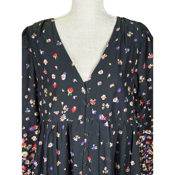 Sezane Aurelie Mini Dress Long Sleeve Floral Women's US 10/ EU 42 Fairy Romantic - Picture 3 of 9